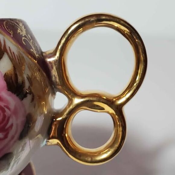 Del Coronado Teacup and Saucer Pink Yellow Roses Vintage - Picture 4 of 10